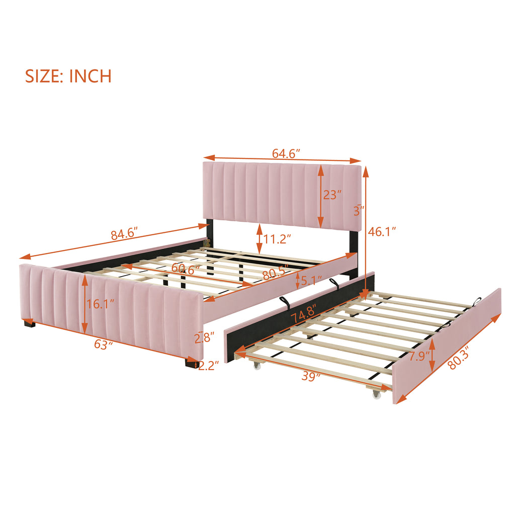 Vera Velvet Queen Platform Bed Frame