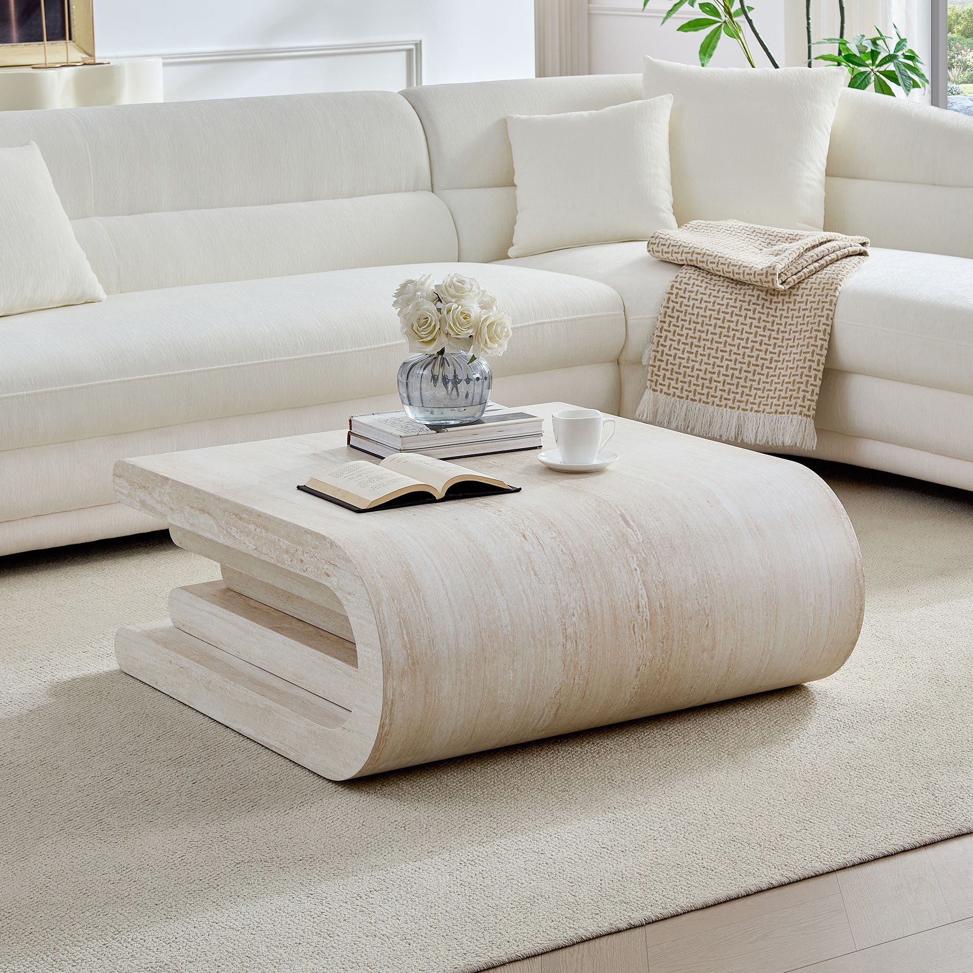Vera Travertine Coffee Table