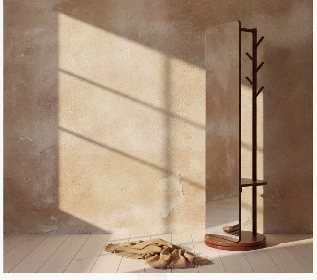 Jenrik Swivel Oak Floor Mirror