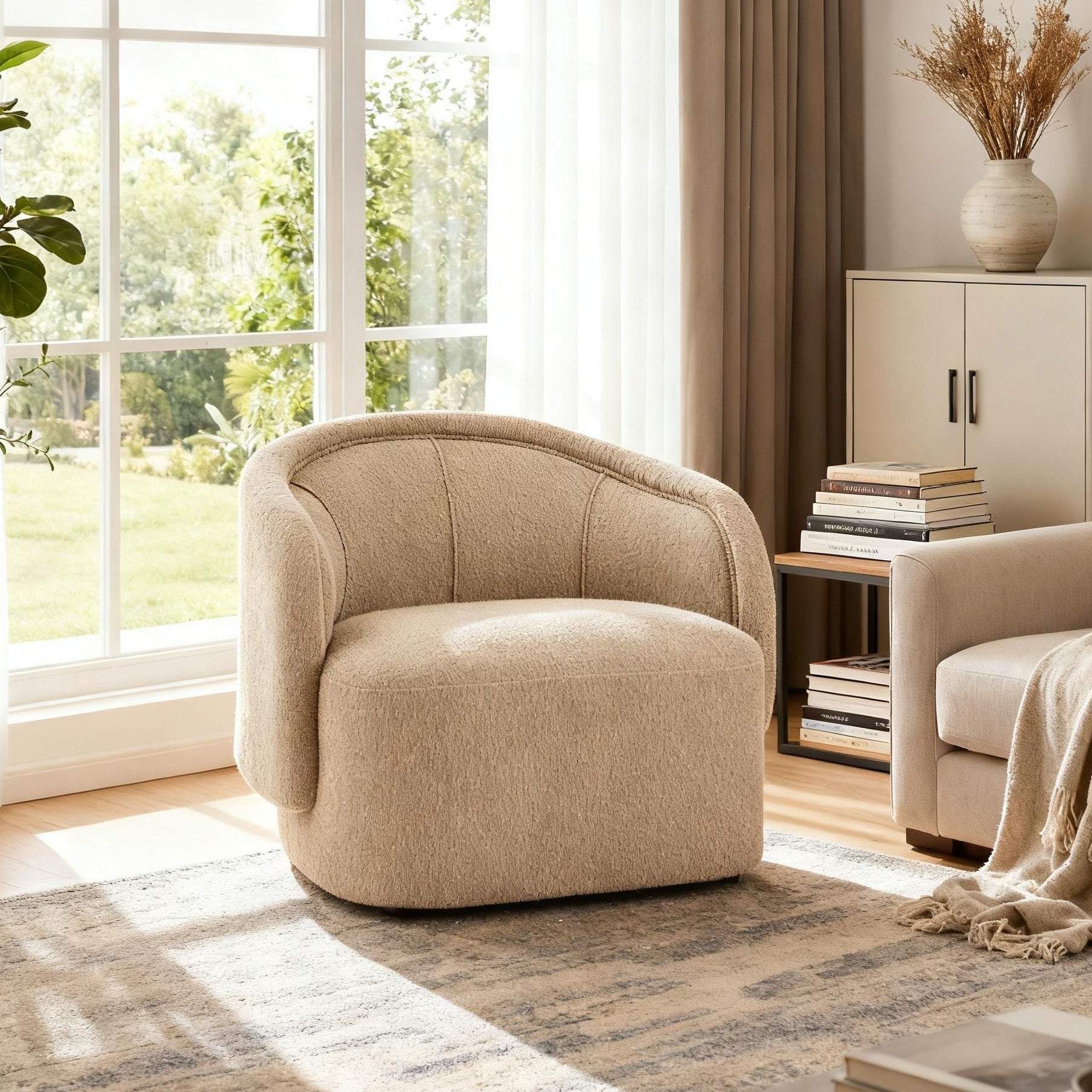 Liv Curved Boucle Accent Chair