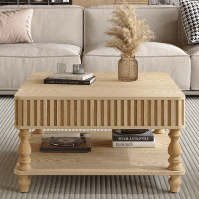 Pia Fluted Solid Wood Coffee Table