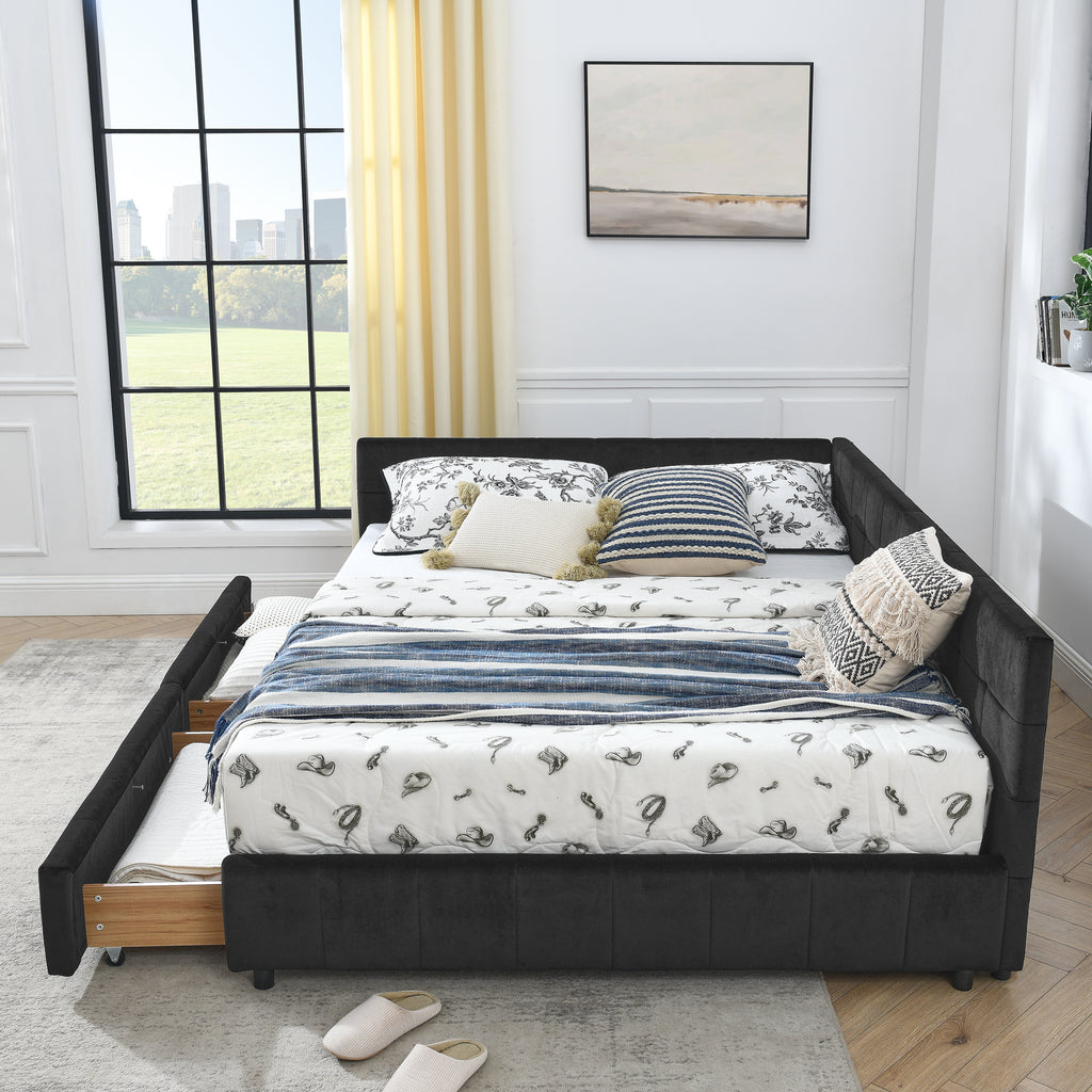 Jorun Storage Velvet Queen Bed Frame