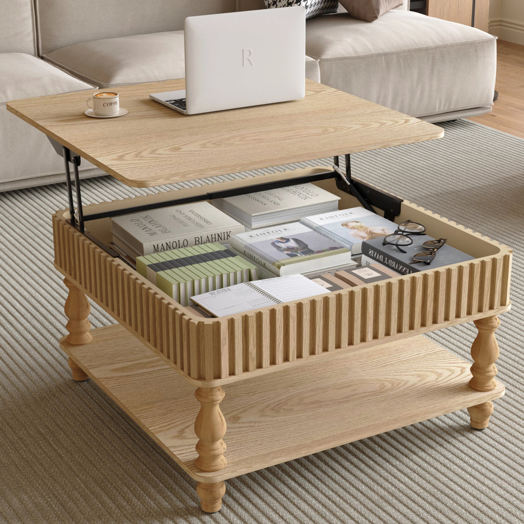 Pia Fluted Solid Wood Coffee Table