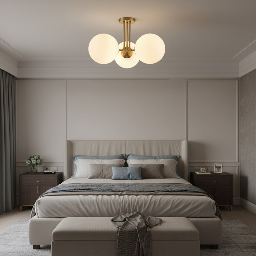 Brass Sputnik Semi Flush Mount in master bedroom