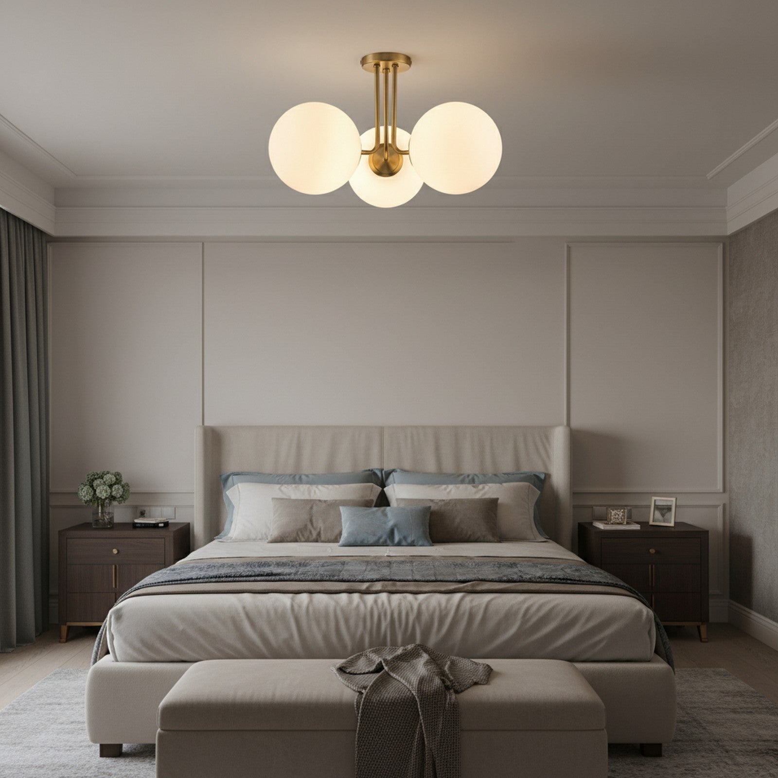 Brass Sputnik Semi Flush Mount in master bedroom