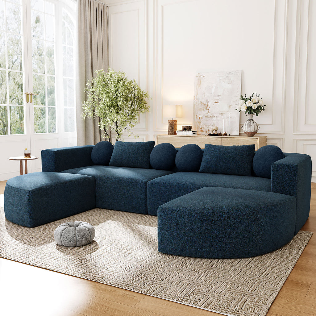Oda Curved Boucle Sectional Sofa