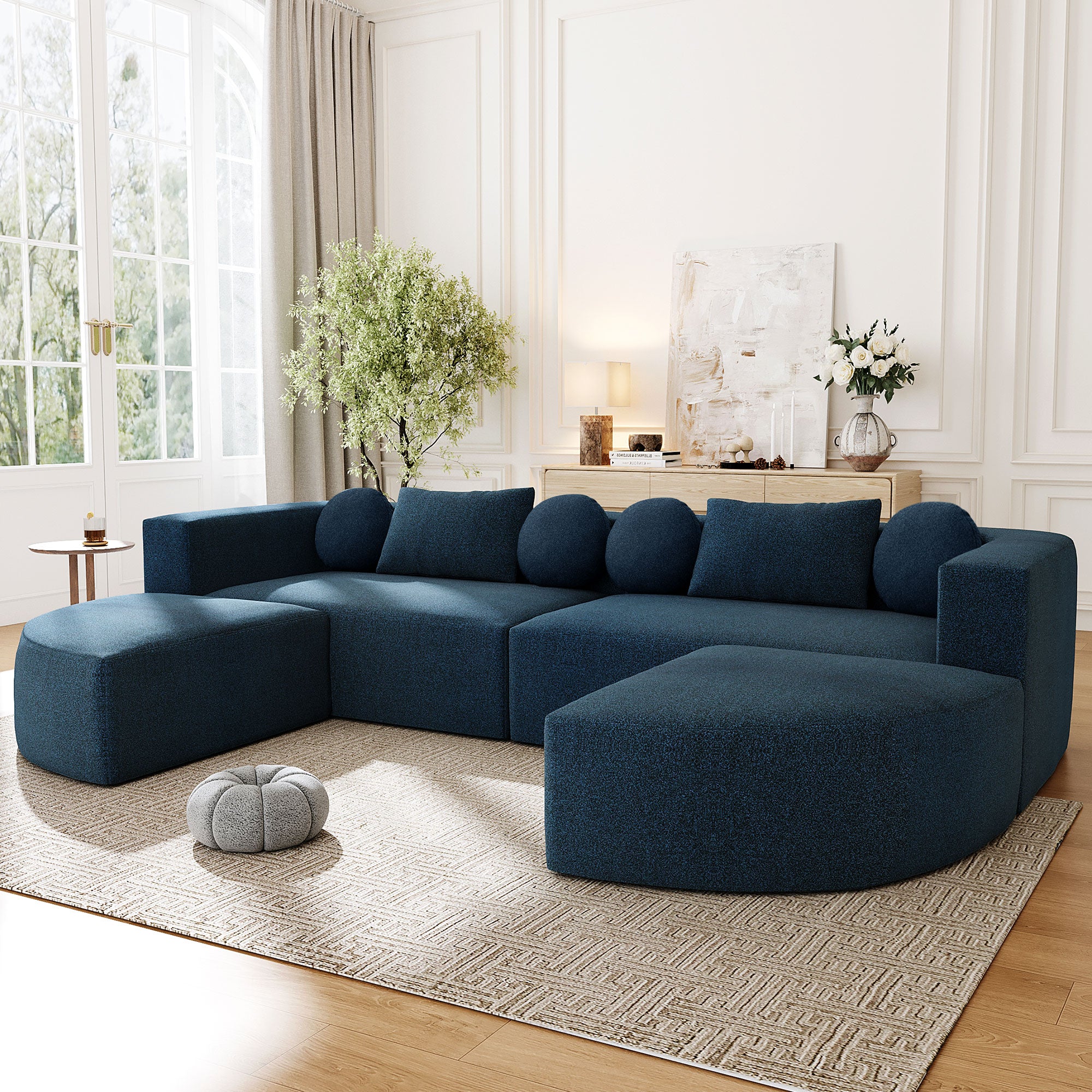 Oda Curved Boucle Sectional Sofa