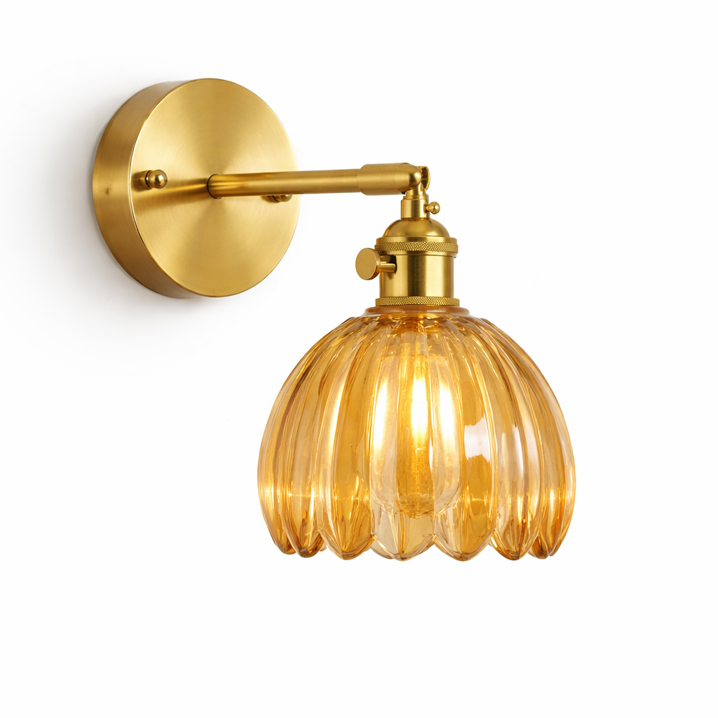 Vintage Wall Lamp with Tulip-Shaped Glass Shade