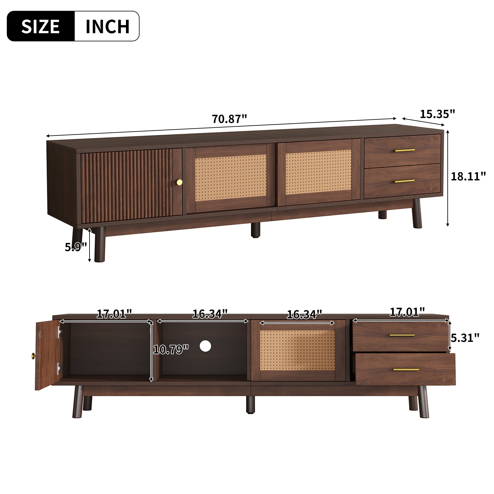 Palle Storage Solid Wood TV Stand