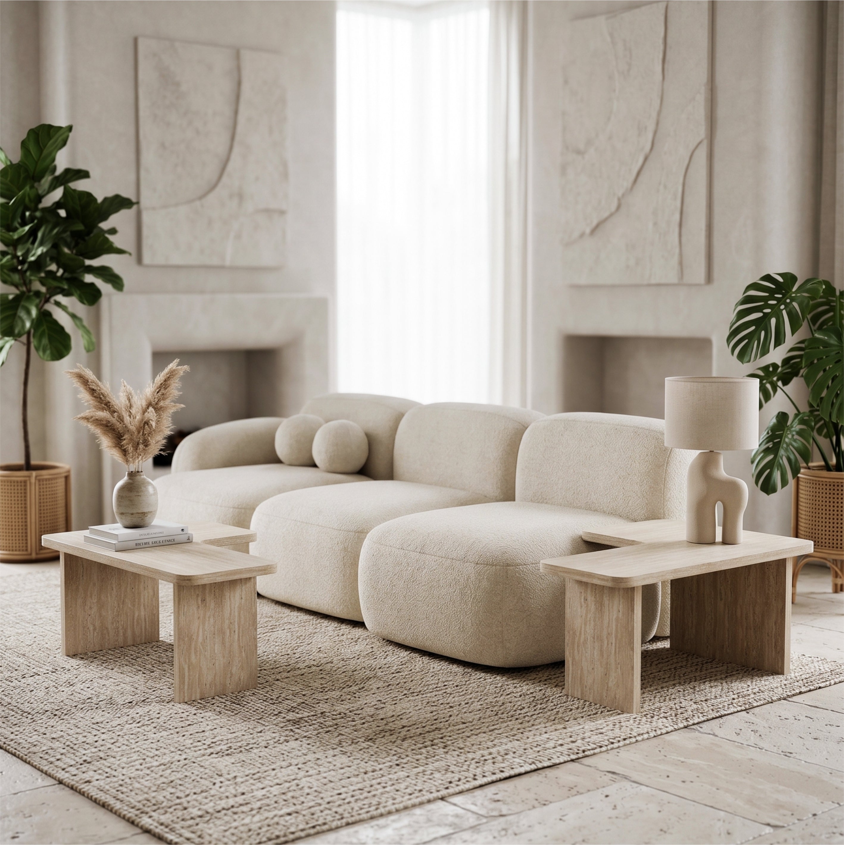 Calla Nesting Travertine Coffee Table