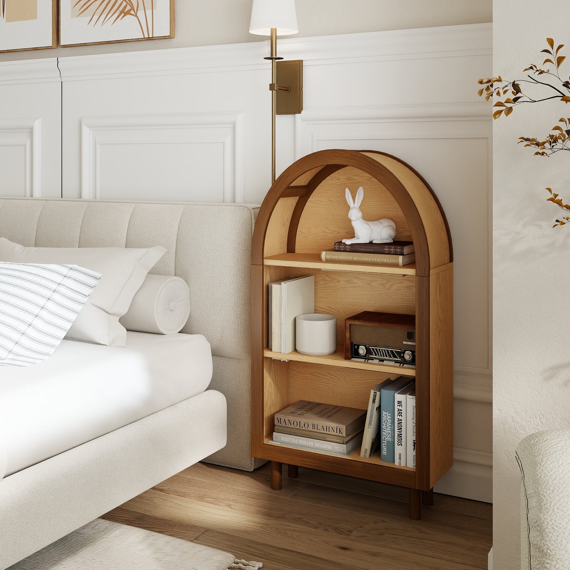 Frans Arched Walnut Bookshelf