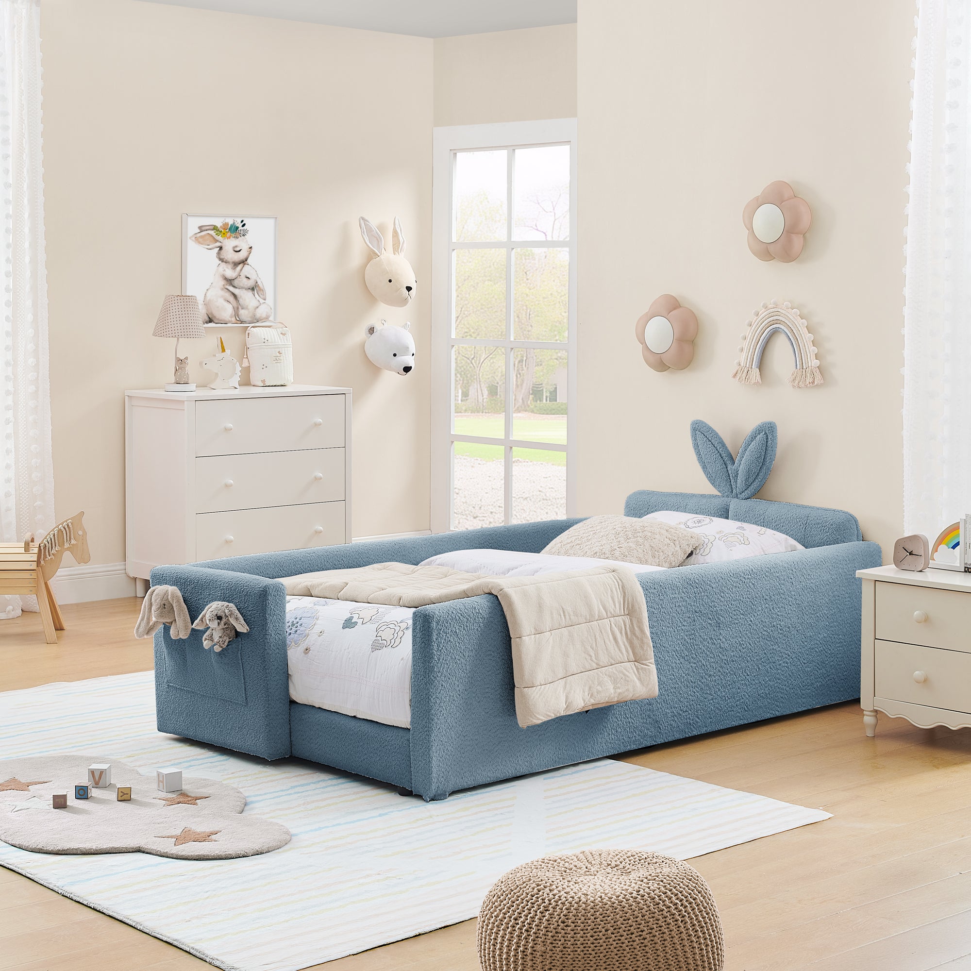 Lene Boucle Twin Platform Bed Frame