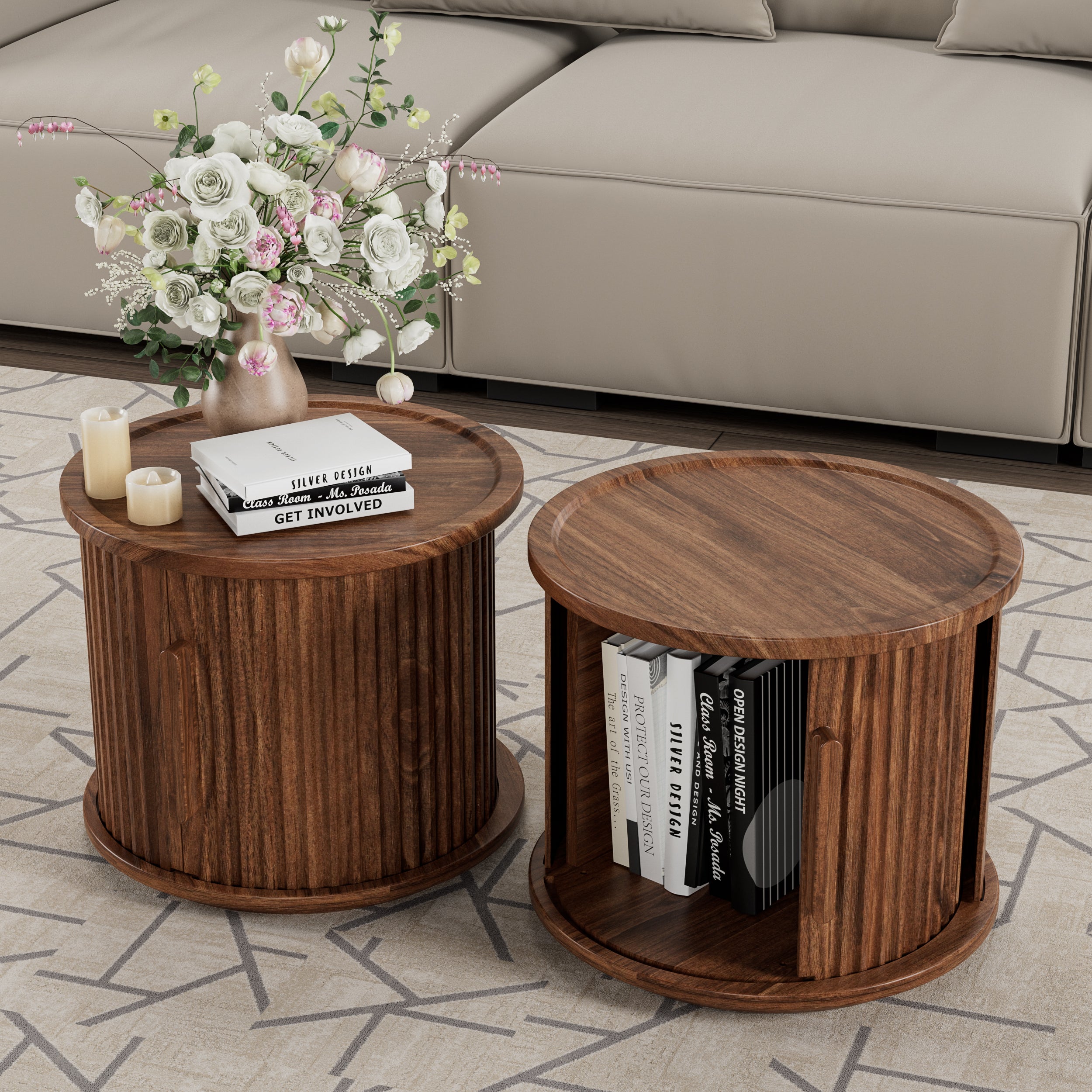 Sigrid Fluted Walnut Nightstand