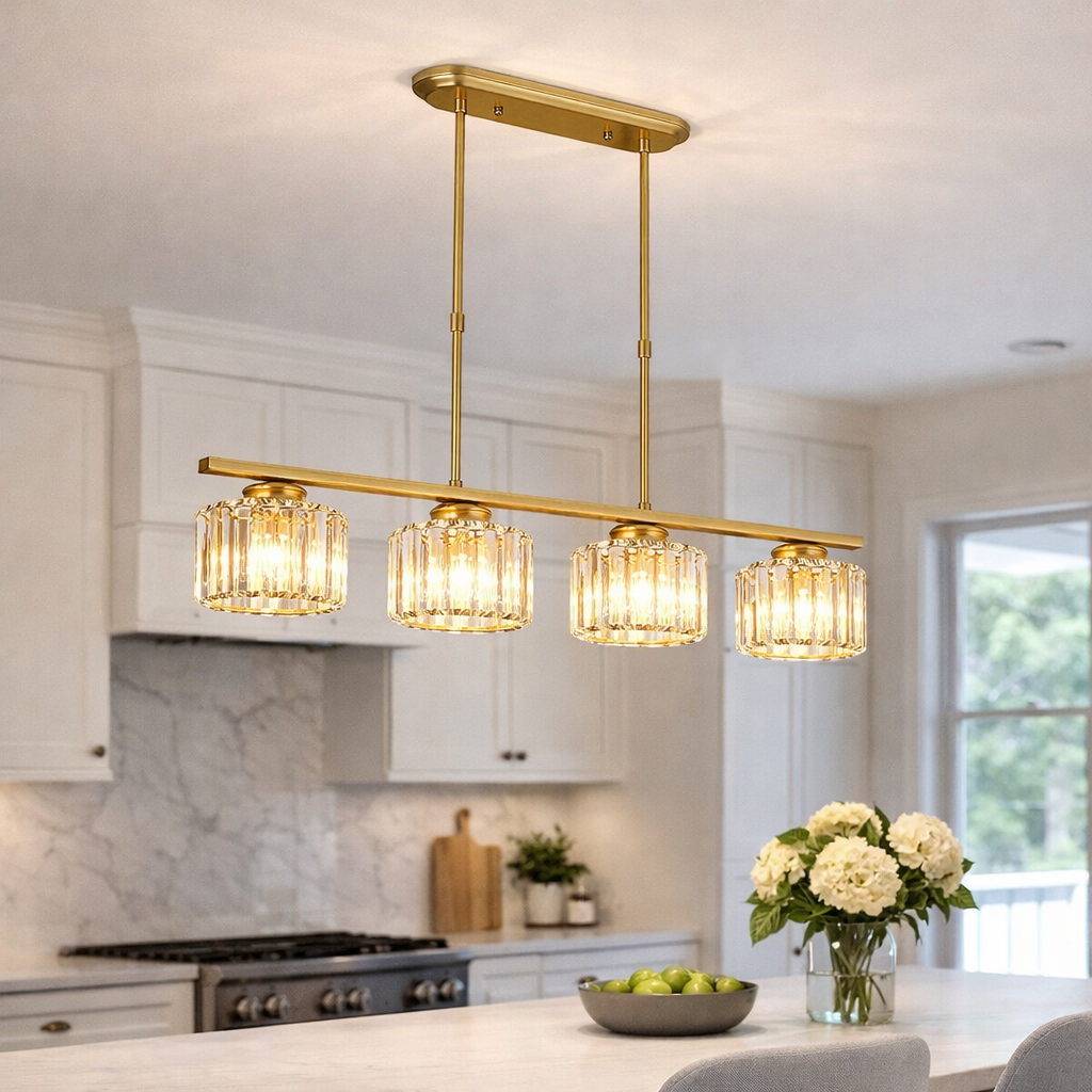 Elongated Pendant Lamp with Multiple Glass Light Points