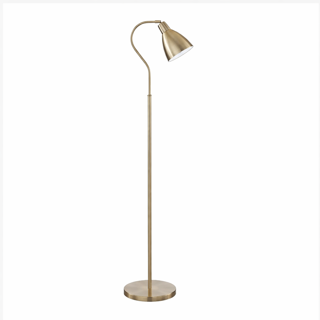 Verstelbare Vloerlamp Met Messing Afwerking En Richtbare Kap