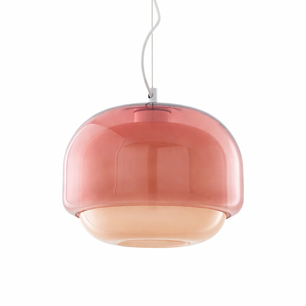 Spherical Pendant Lamp with Colored Glass Design