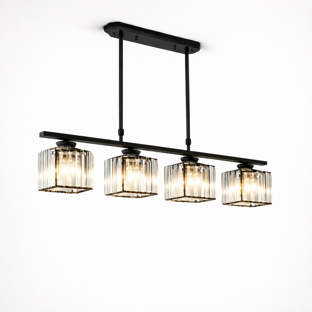 Elongated Pendant Lamp with Multiple Glass Light Points
