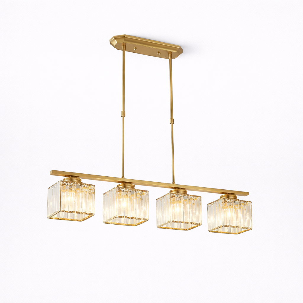 Elongated Pendant Lamp with Multiple Glass Light Points