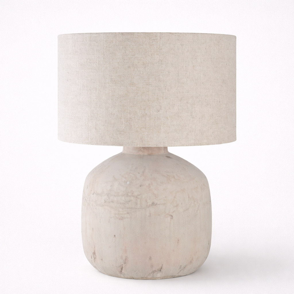 Lampe de Table en Céramique avec Abat-jour en Tissu
