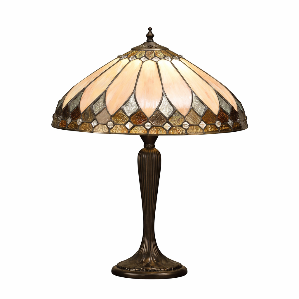 Table Lamp With Stained Glass Shade In Classic Style