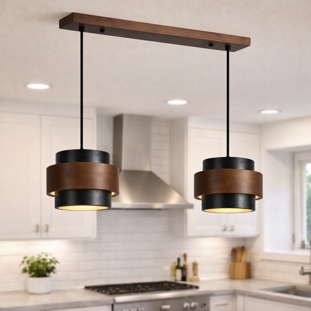 Suspension en travertin design japandi