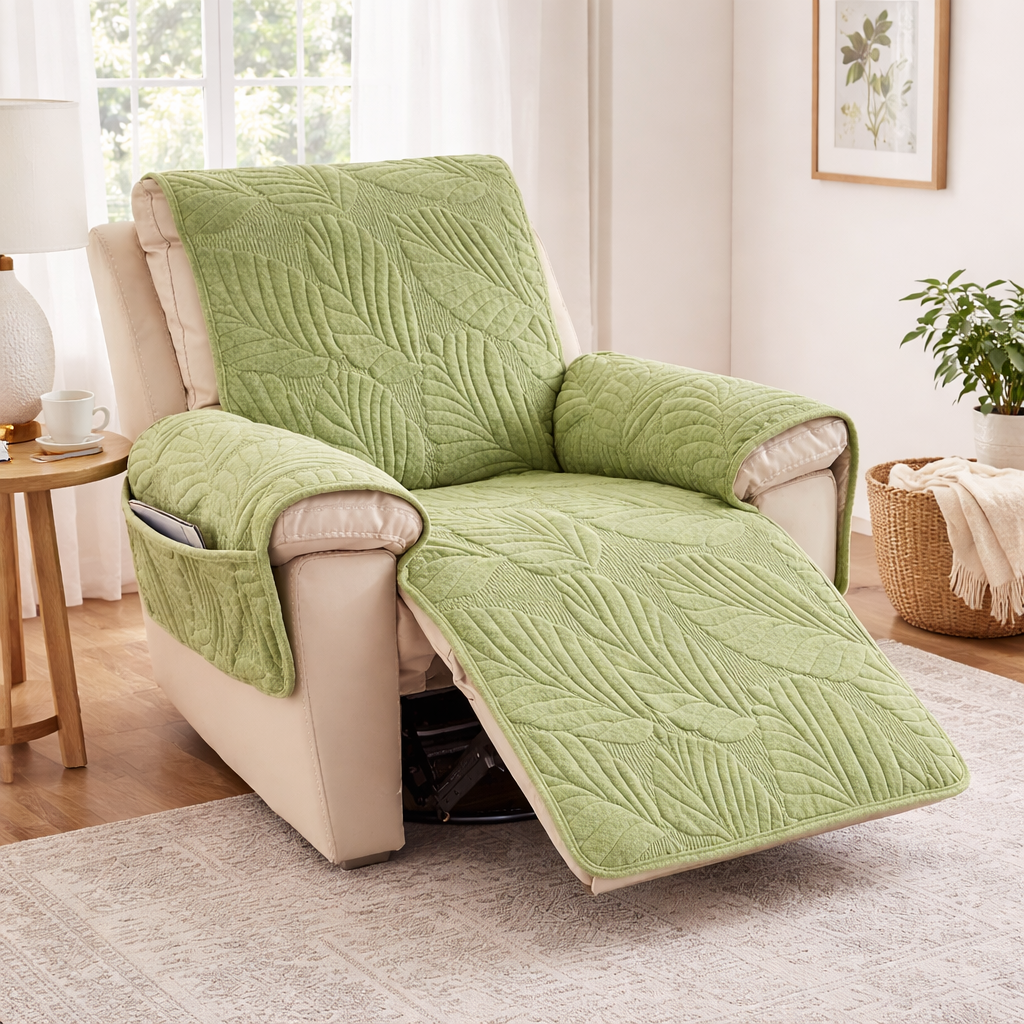 Sofaovertræk med dekorative foldedetaljer