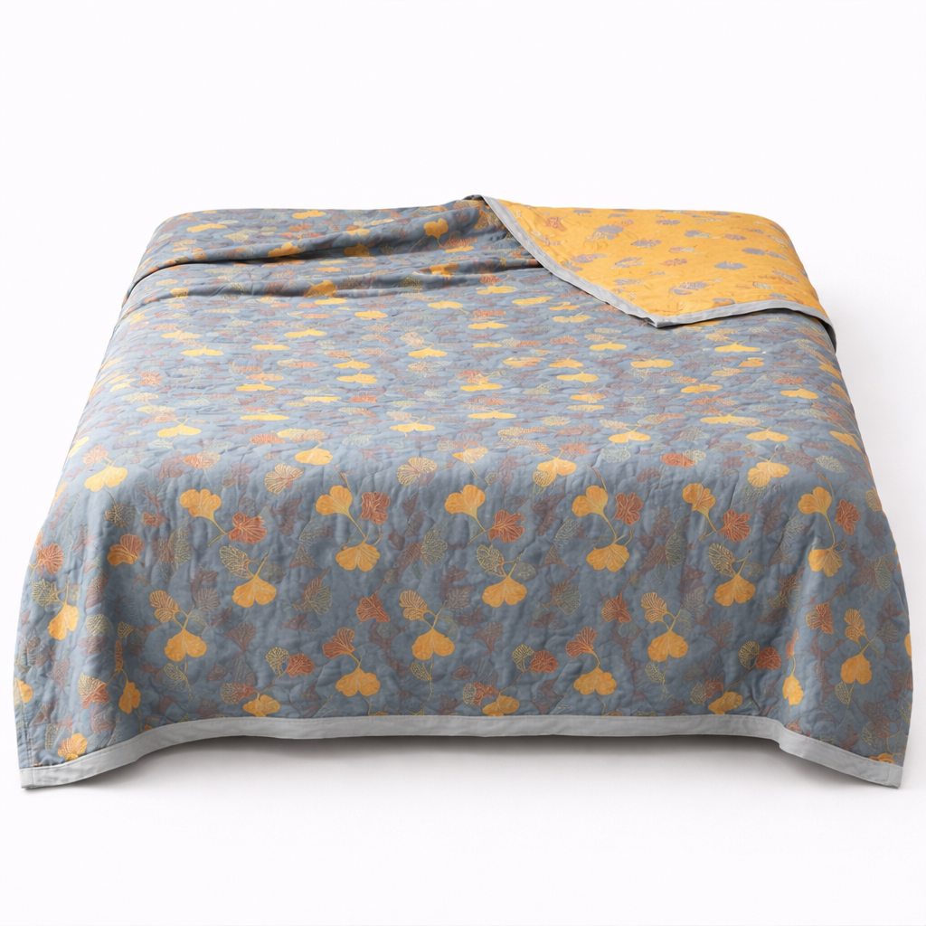 Throw Blanket with Ginkgo Leaf Pattern