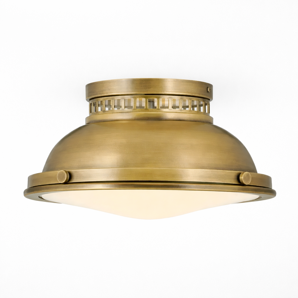 Loftslampe med to lyskilder i messingfinish