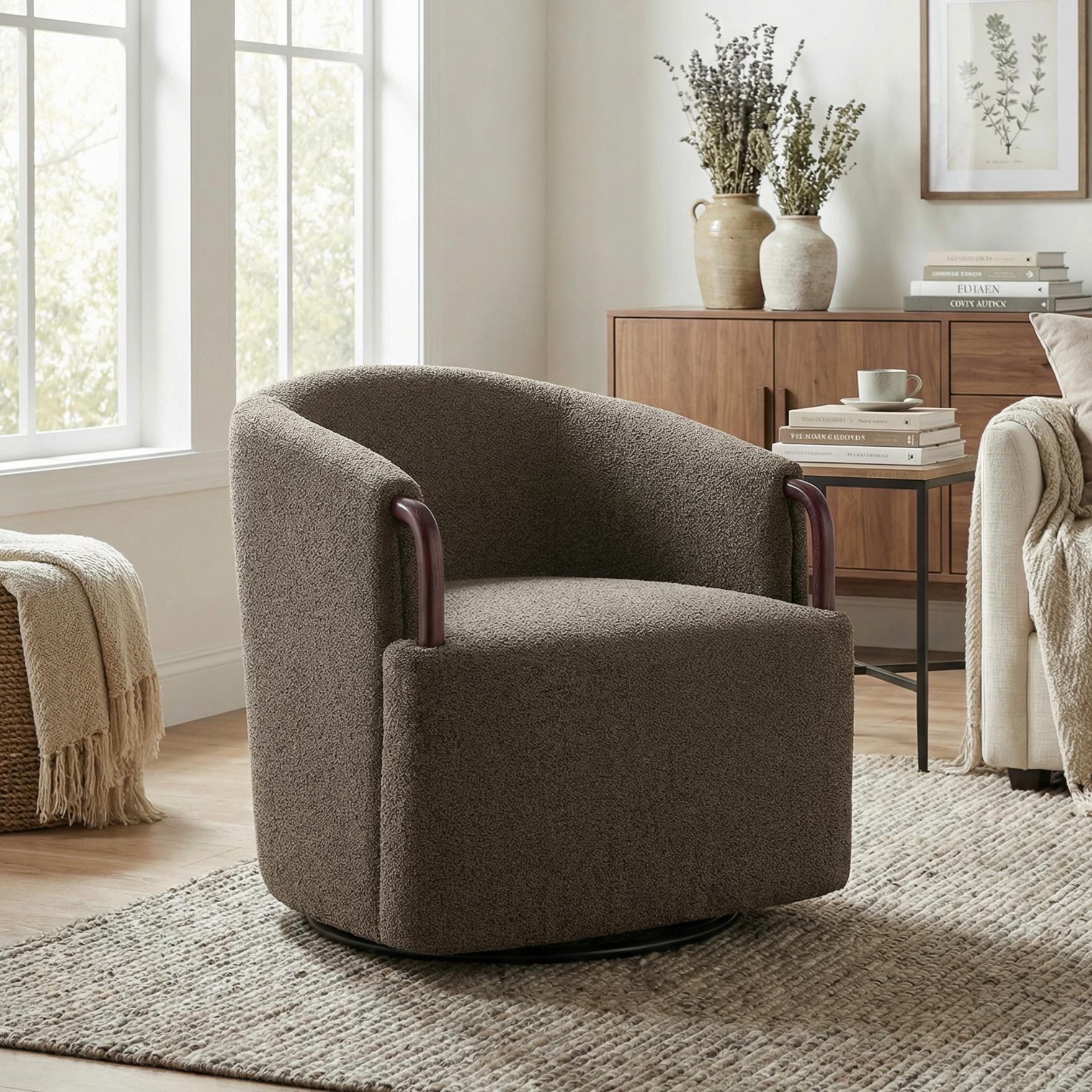 Halvor Barrel Boucle Accent Chair