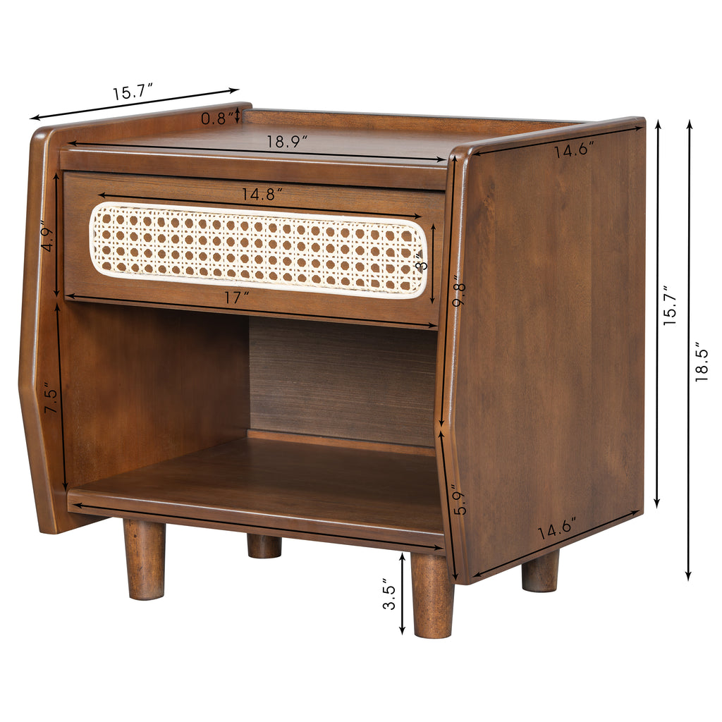 Ebba Storage Walnut Nightstand