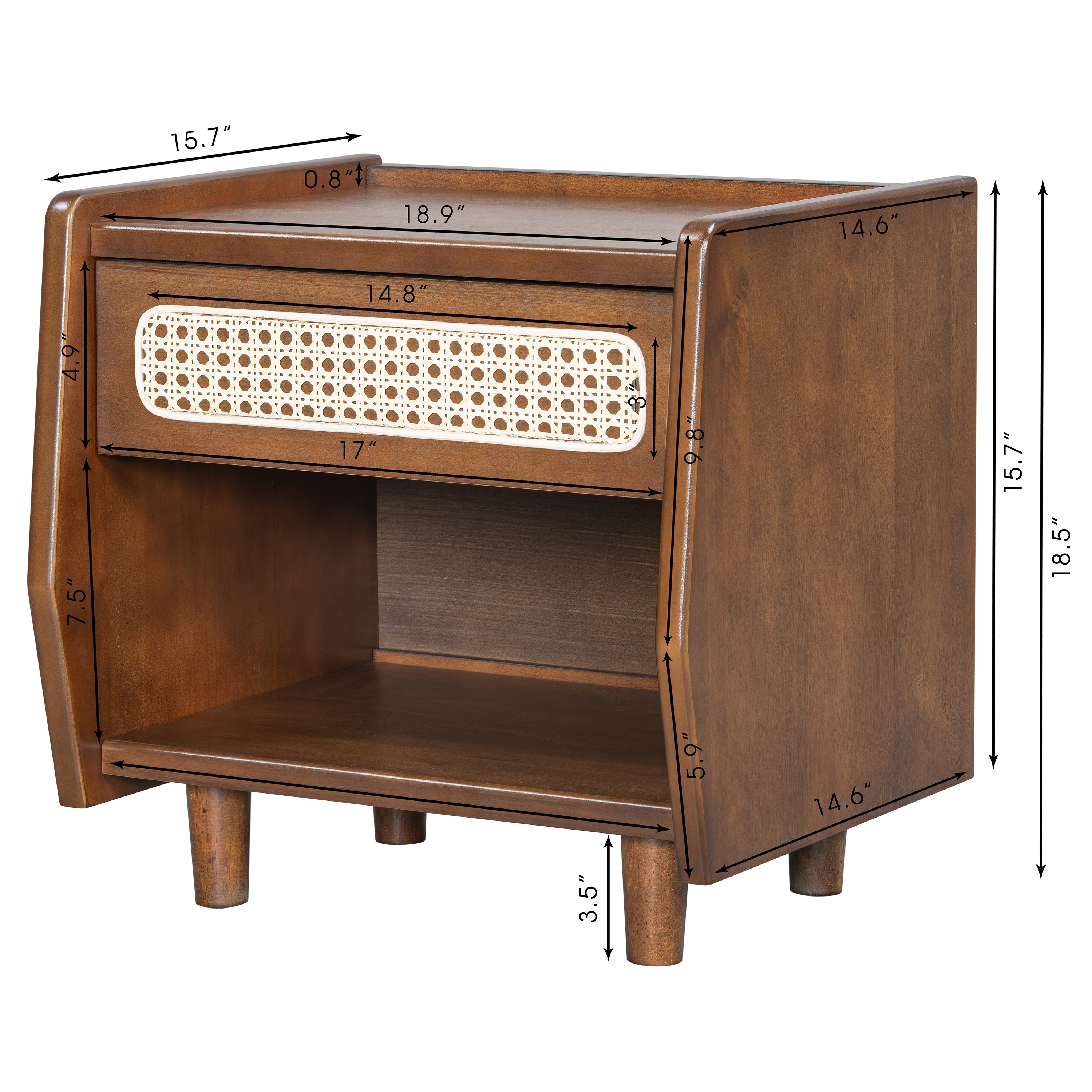 Ebba Storage Walnut Nightstand