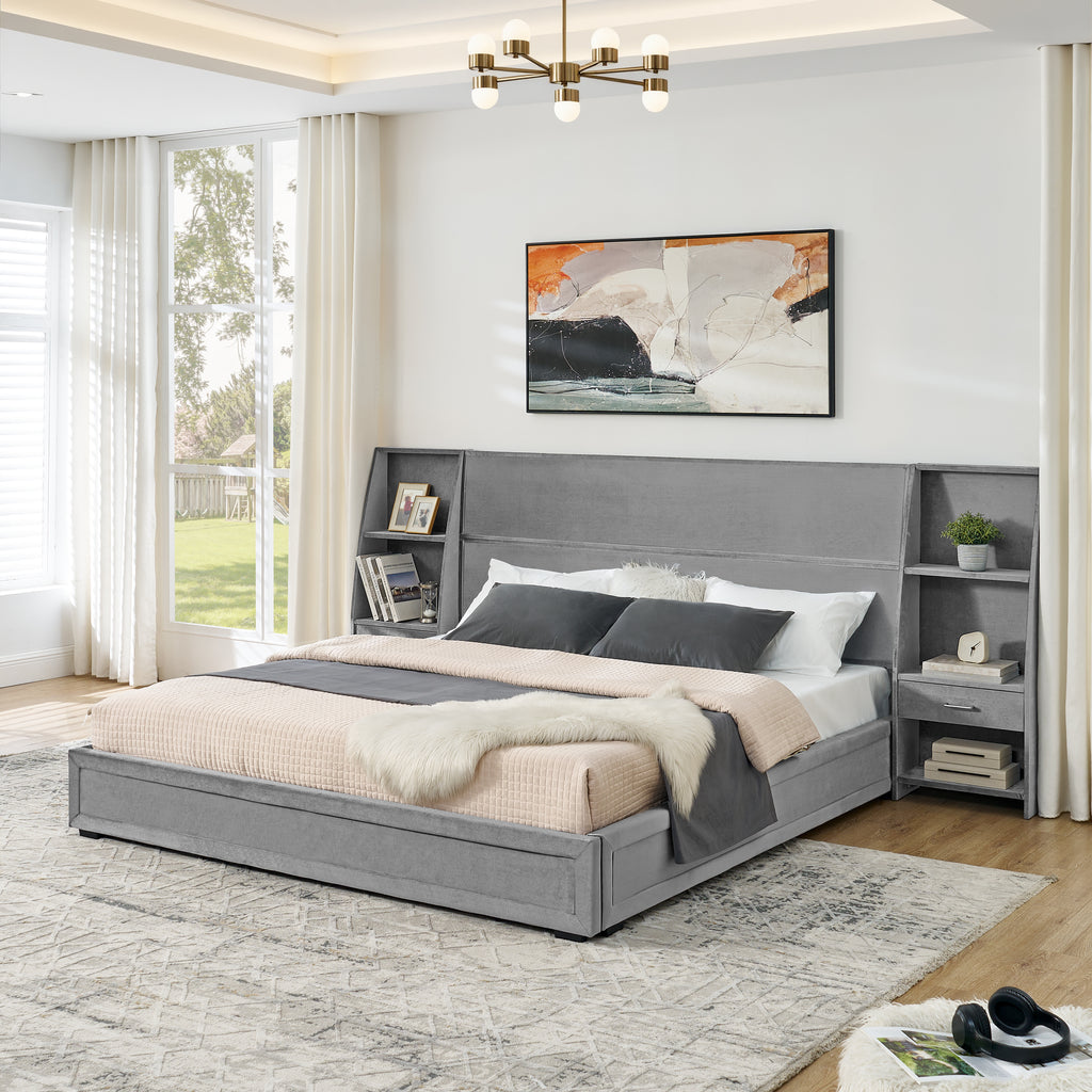 Bodil Velvet King Platform Bed Frame