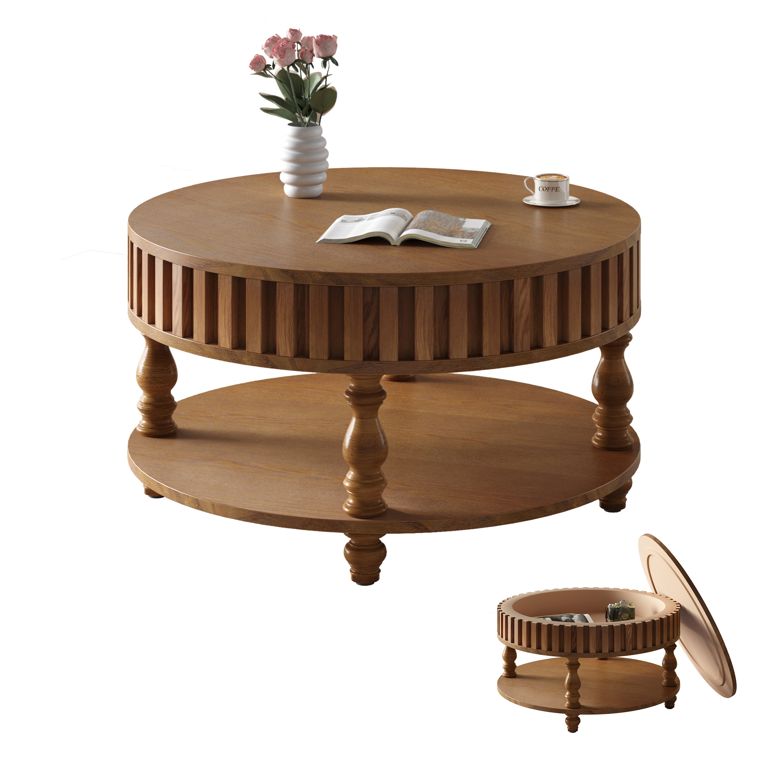 Mikkel Round Walnut Coffee Table