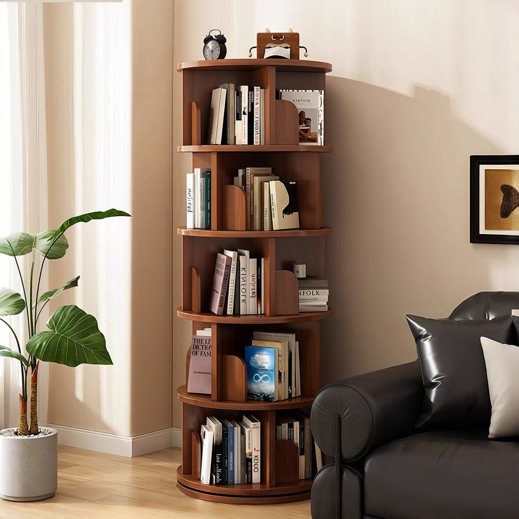 Dagrun Rotating Walnut Bookshelf