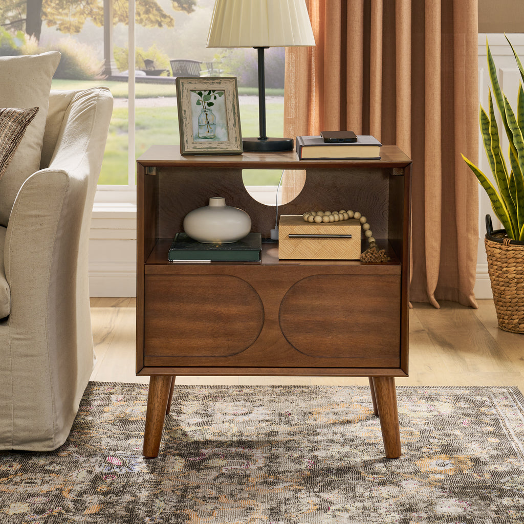 Hedda Fluted Walnut Nightstand