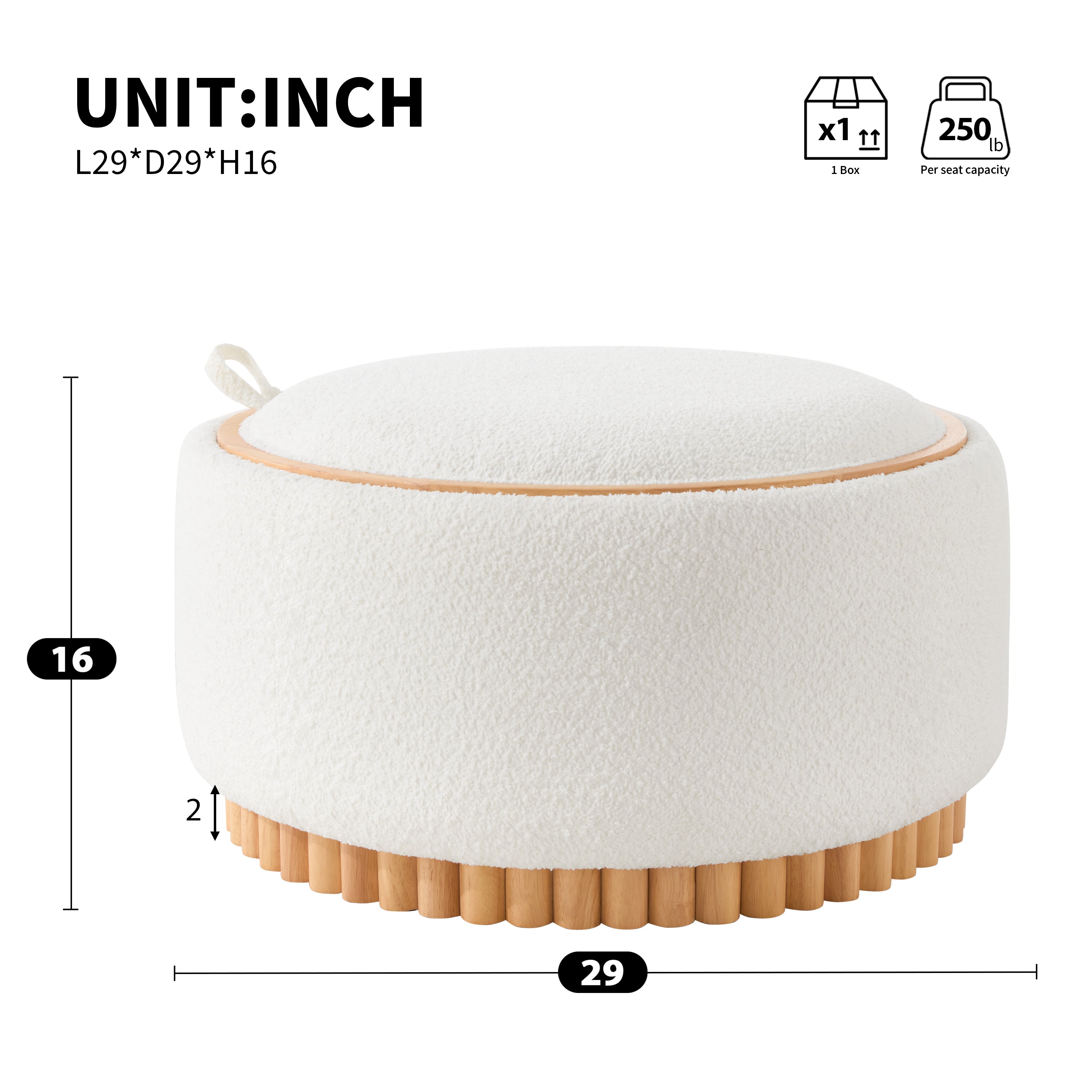 Uma Round Boucle Ottoman