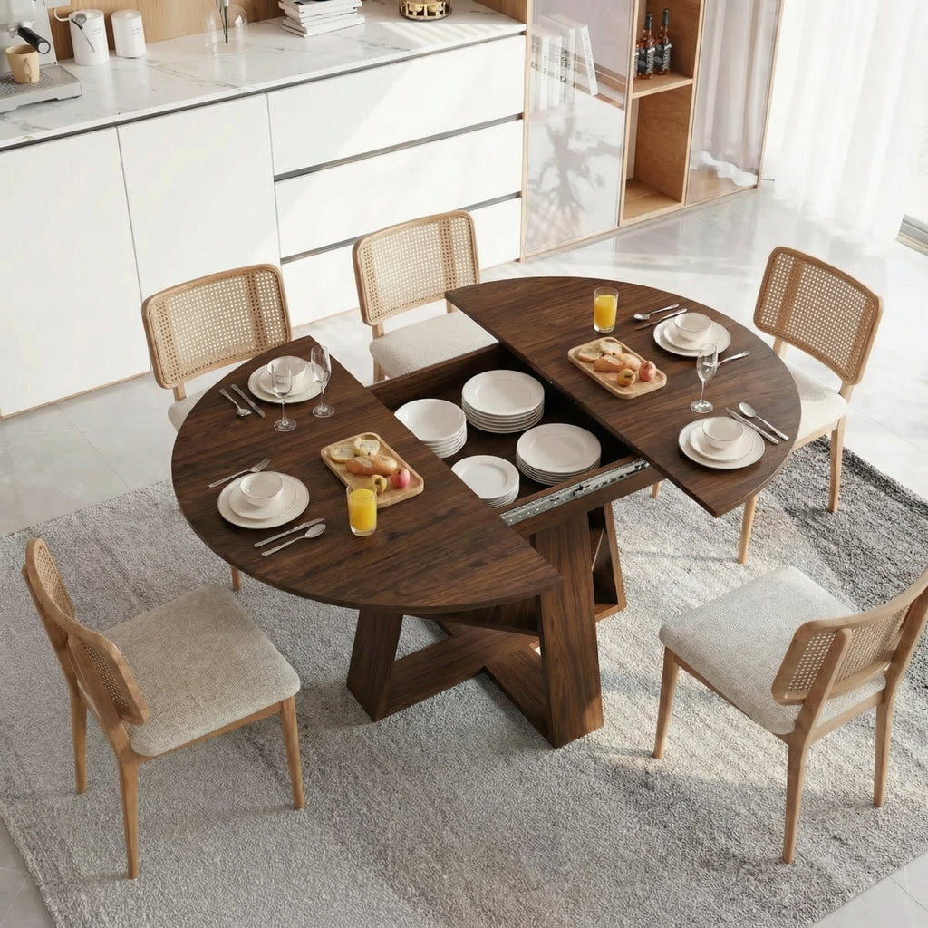 Nanne Round Walnut Dining Table