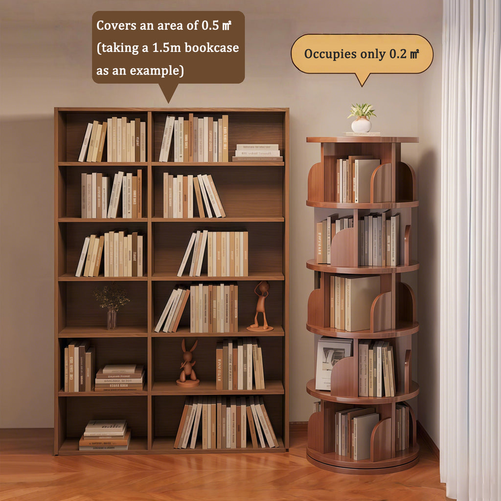 Dagrun Rotating Walnut Bookshelf