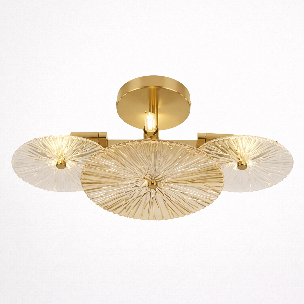 Ceiling Lamp With Wheel Shape And Six Light Points In Bronze Color