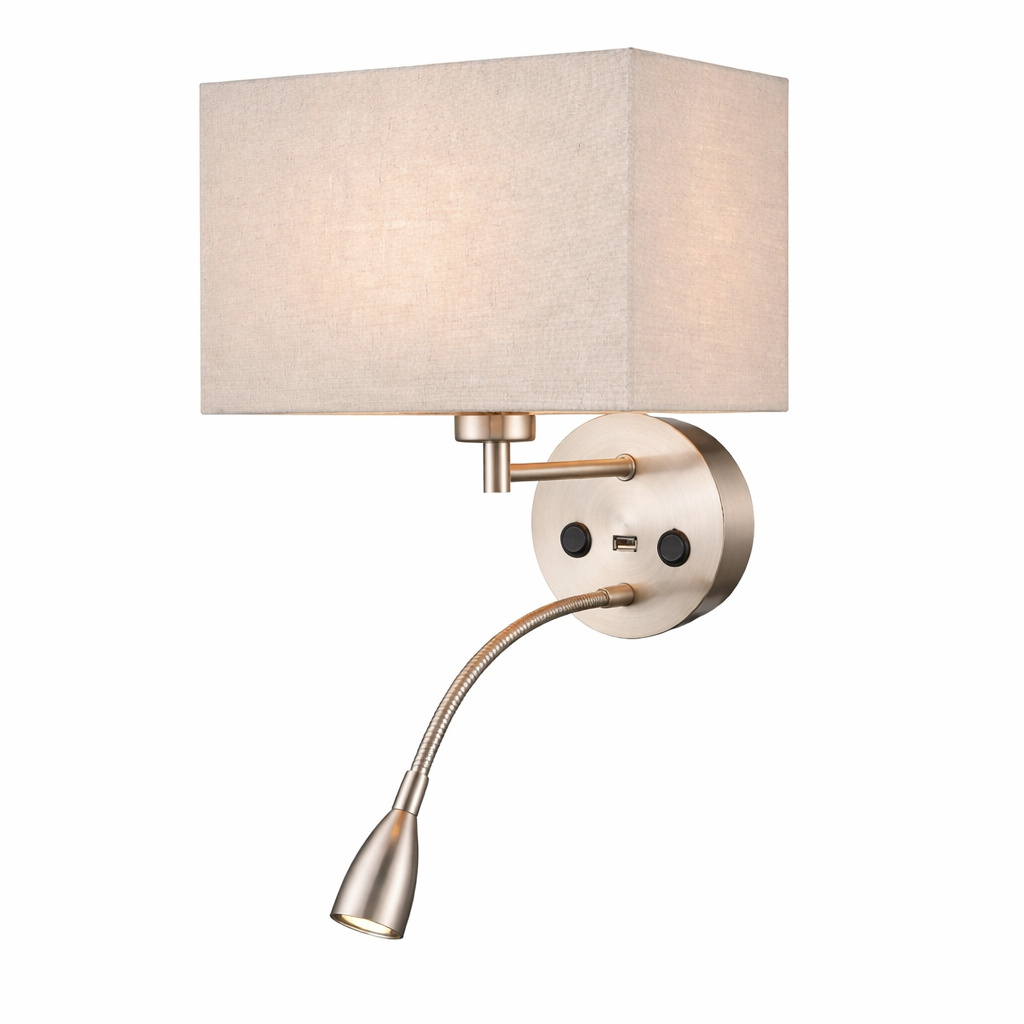 Wall Lamp With Flexible Reading Arm And Integrated LED Lighting