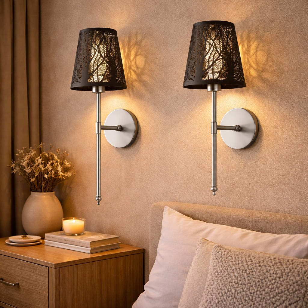 Sraith de 2 Lampa Balla Gan Sreang le Críochnú Miotail