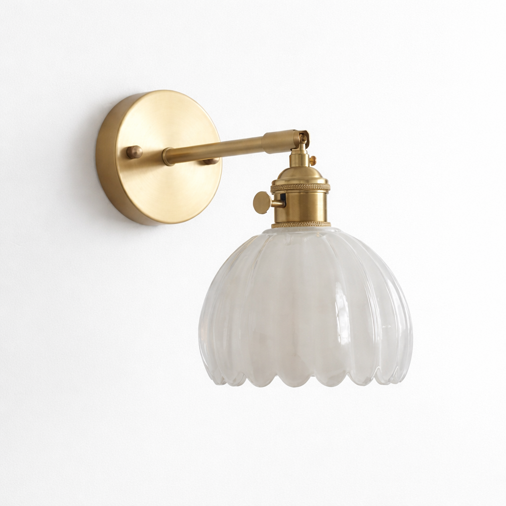 Vintage Wall Lamp with Tulip-Shaped Glass Shade
