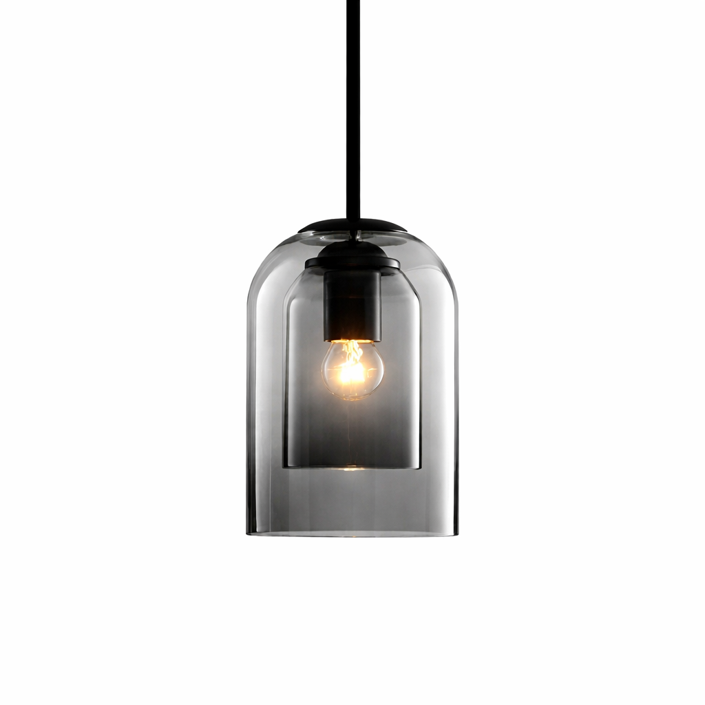 Mid-Century Pendant Lamp with Double Glass