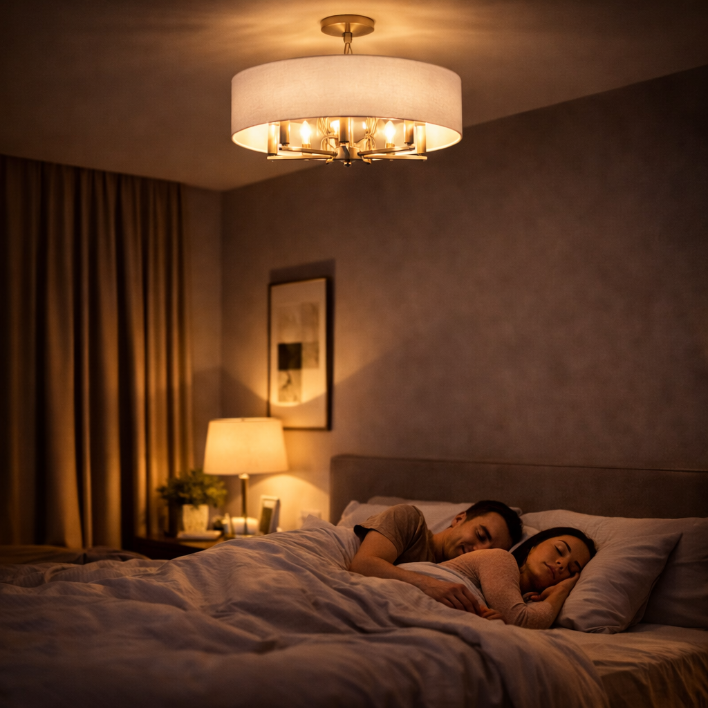 Hanglamp Met Vijf Lichtpunten In Satijnnikkel Afwerking