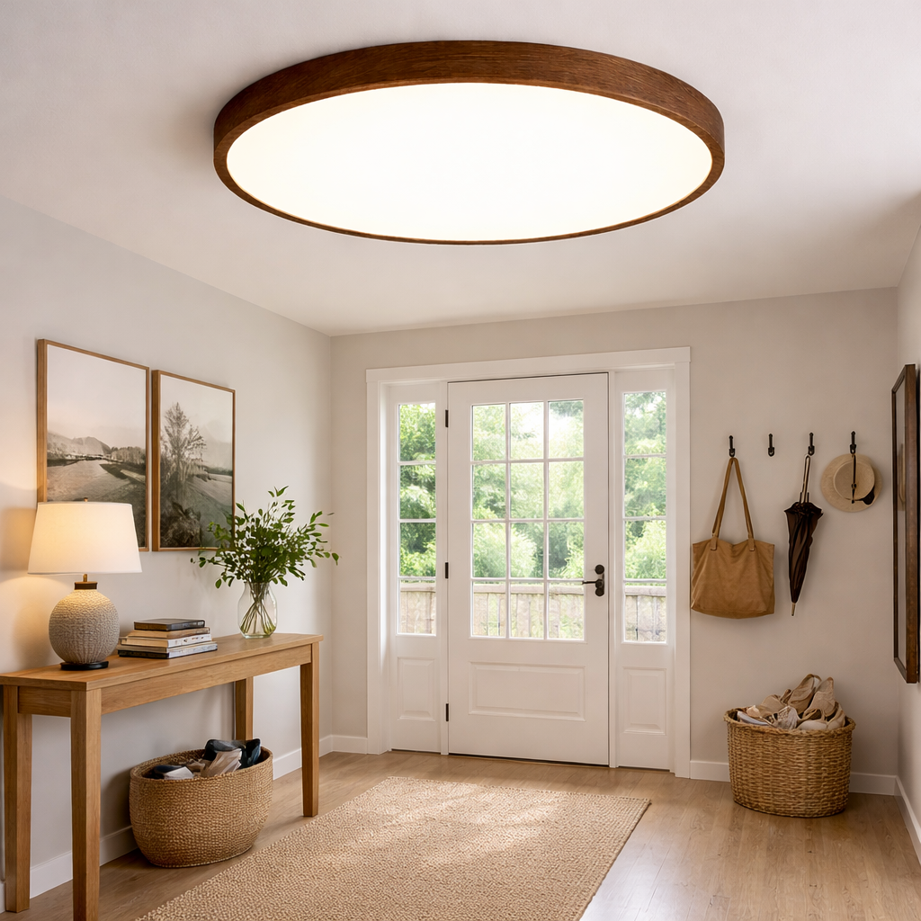 Loftlampe med trælook