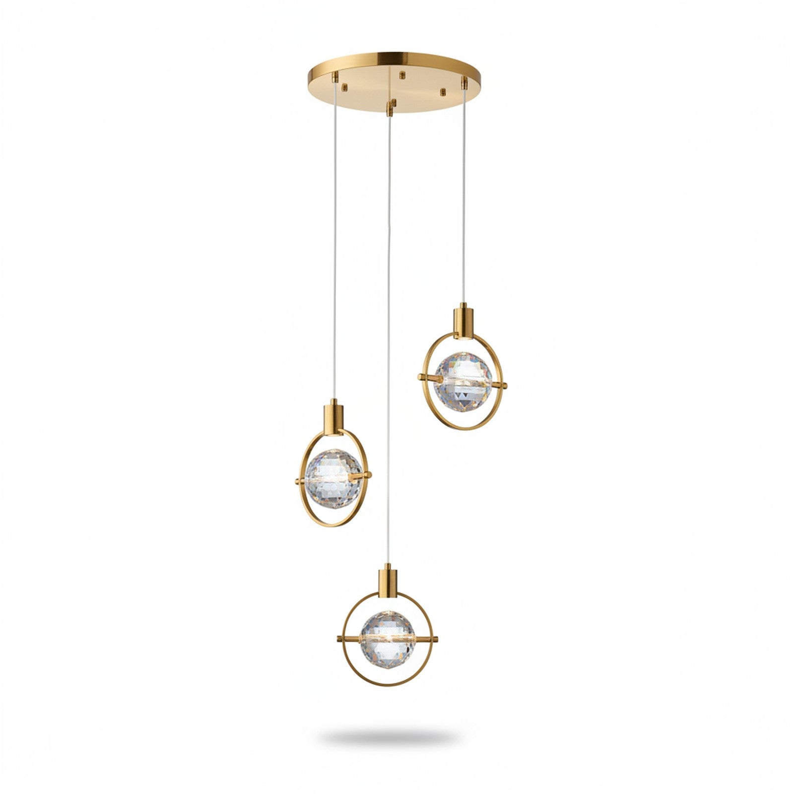 Hollywood Circle 3 Light Pendant Gold - White Background Product Shot