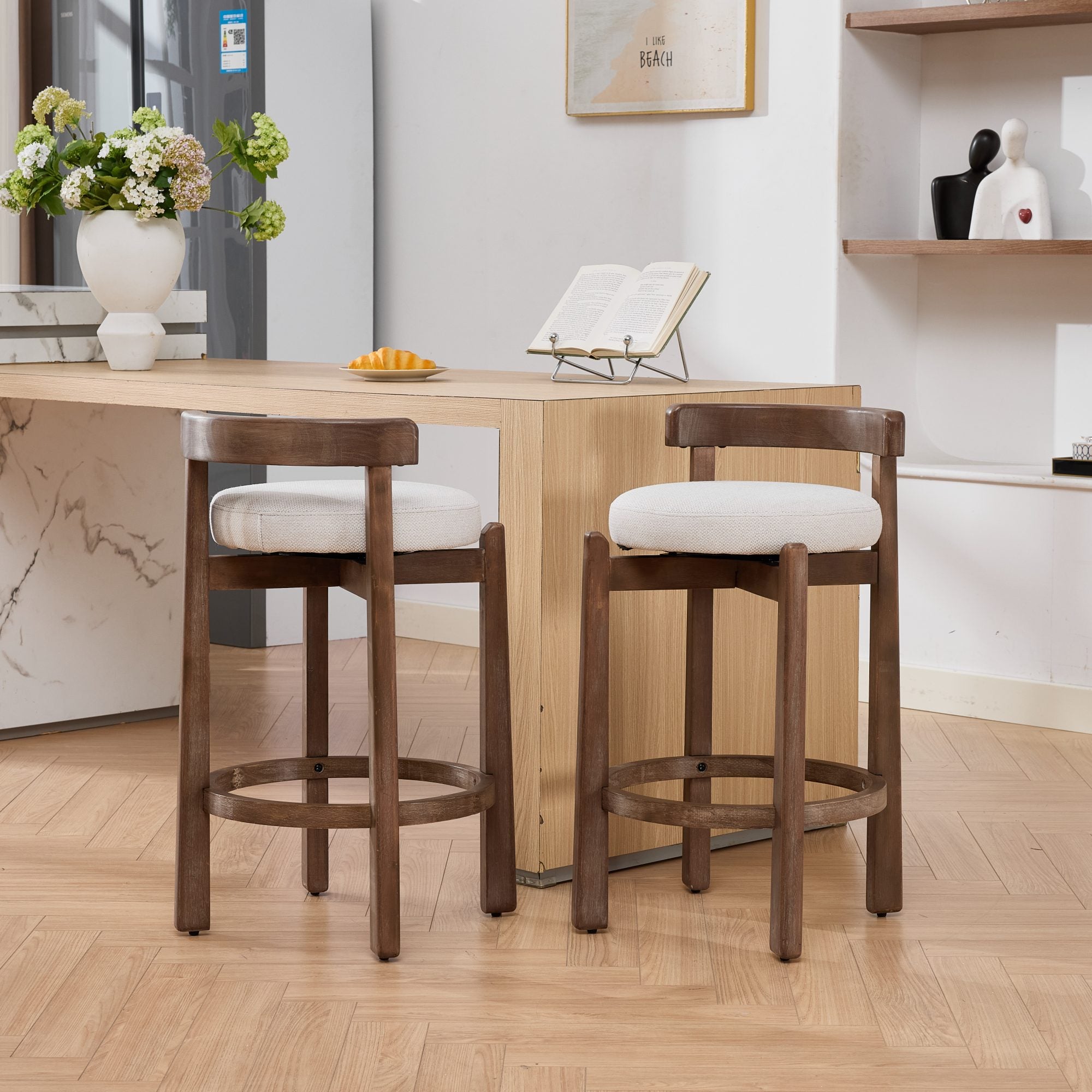 Dita Swivel Linen Dining Chair