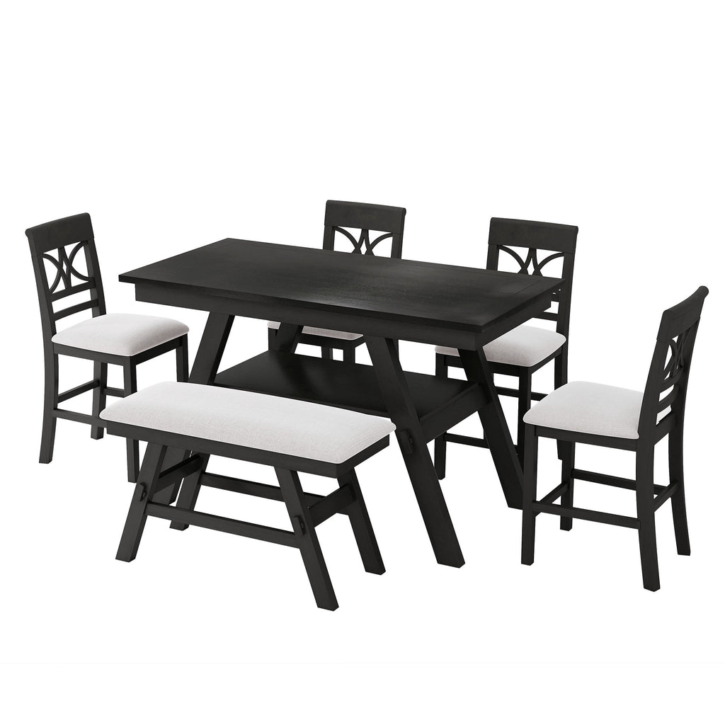 Dahl 6-Piece Storage Solid Wood Dining Set