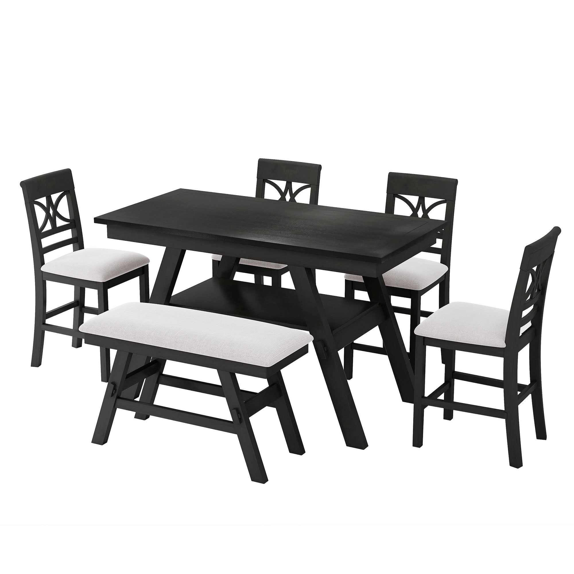 Dahl 6-Piece Storage Solid Wood Dining Set