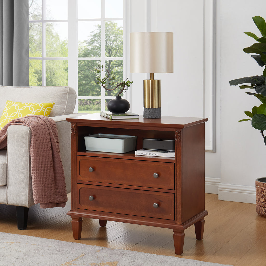 Anselm Fluted Solid Wood Nightstand